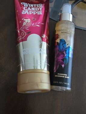 Bath  And Body Works Duo Diamond Shimmer Mist, Winter Candy Apple Body Lotion